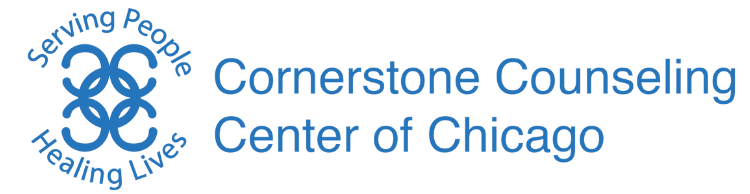 Logo for Cornerstone Counseling Center of Chicago, featuring the slogan "Serving People Healing Lives."
