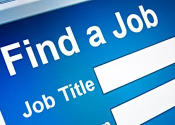 A digital interface for job search, featuring input fields for "Job Title" and location.