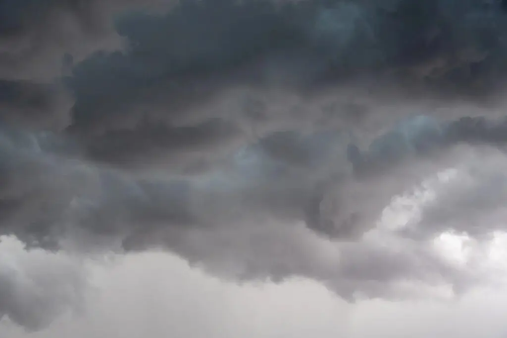 Dark stormy clouds forming in the sky, suggesting an impending rainstorm.